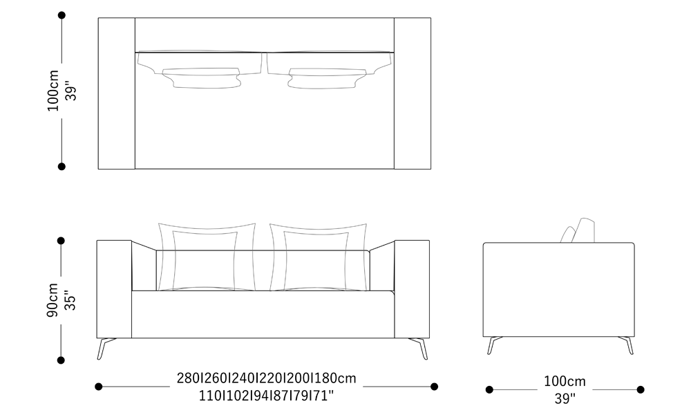 Image of the main dimensions of the product
